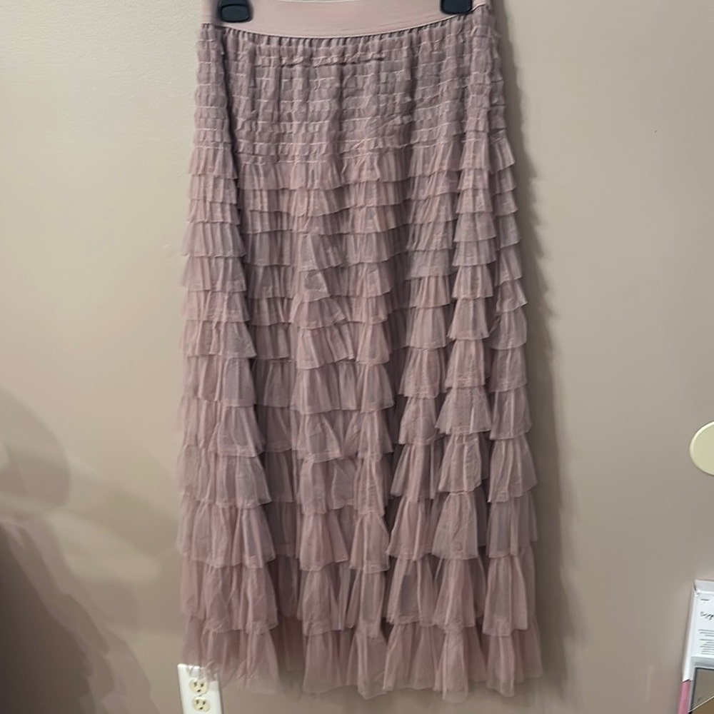 Studio West Pink Tiered Maxi Skirt for Cocktail